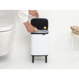 Brabantia - Bo Hi Prullenbak - Wit - 4 Liter - Ruimtebesparend