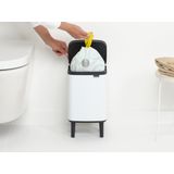 Brabantia - Bo Hi Prullenbak - Wit - 4 Liter - Ruimtebesparend