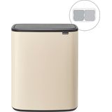 Brabantia Bo Touch Bin - Prullenbak - 2 x 30 Liter - Soft Beige