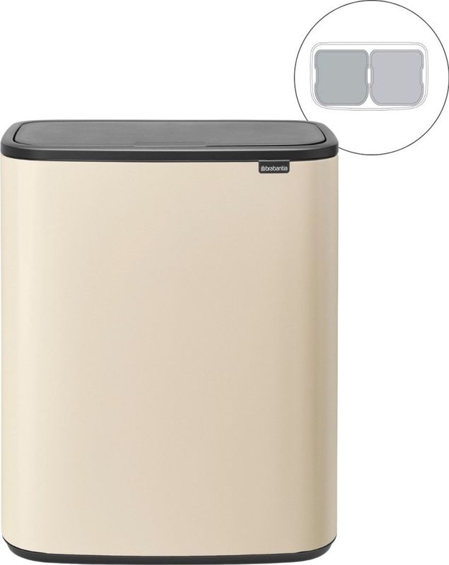 Brabantia Bo Touch Bin - Prullenbak - 2 x 30 Liter - Soft Beige