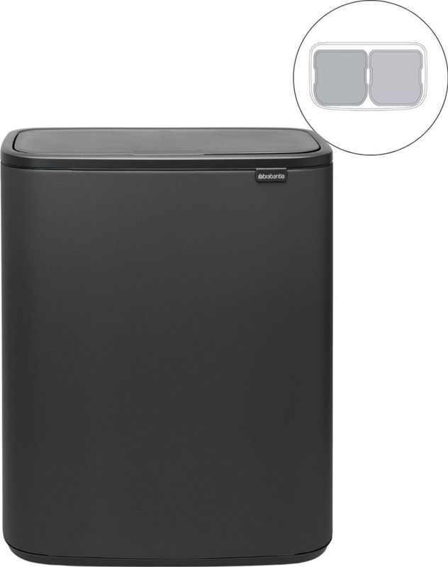 Brabantia - Bo Touch Bin - Prullenbak - 2 x 30 Liter - Mineral Infinite Grey