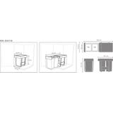 Brabantia Sort & Go Inbouw Prullenbak - 2 x 15 liter - Jade Green en Dark Grey
