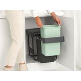 Brabantia Sort & Go Inbouw Prullenbak - 2 x 15 liter - Jade Green en Dark Grey