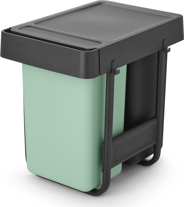 Brabantia Sort & Go Inbouw Prullenbak - 2 x 15 liter - Jade Green en Dark Grey