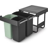 Brabantia - Sort & Go Inbouw Prullenbak - Jade Green en Dark Grey - 10+10+20 Liter