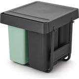 Brabantia - Sort & Go Inbouw Prullenbak - Jade Green en Dark Grey - 10+10+20 Liter