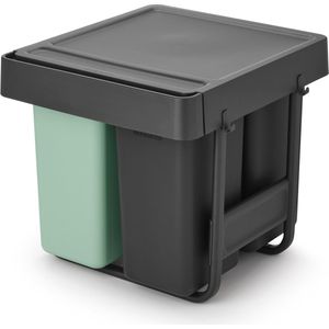 Brabantia - Sort & Go Inbouw Prullenbak - Jade Green en Dark Grey - 10+10+20 Liter