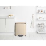 Brabantia Bo Prullenbak - 2 x 30 Liter - Soft Beige - Afvalscheiding