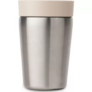 MAMEIDO Thermobeker 470 ml, drinkbeker met rietje & flip-top deksel van roestvrij staal dubbelwandig geïsoleerd (Ivory Trace