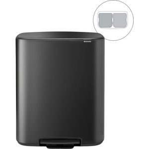 Brabantia - Bo - Prullenbak - Confident Grey - 2 x 30 liter - Afvalscheiding