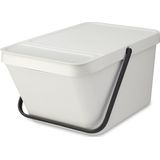 Brabantia - Afvalemmer Sort & Go 6L - Kleine prullenbak voor recycling - Draaggreep - voor aanrecht of onder de keuken - Vuilnisbak voor levensmiddelen - Lichtgrijs - 20 x 25 x 18 cm