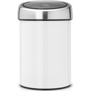 Brabantia Touch Bin Prullenbak - 3 Liter - Wit / Brilliant Steel Deksel