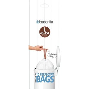 Vuilniszakken met trekband 40-45 liter | Brabantia Code L | 10 stuks