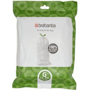 Brabantia - PerfectFit Vuilniszakken - 23-30 Liter - Wit - Kunststof - Dispenser Pack 40 Stuks