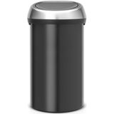 Brabantia - Touch Bin - Prullenbak - 60 liter - Matt Black/Matt Steel Fingerprint Proof deksel