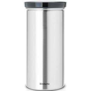 Brabantia Voorraadbus voor 18 Koffie- en Theepads - Matt Steel Fingerprint Proof / Grijze deksel