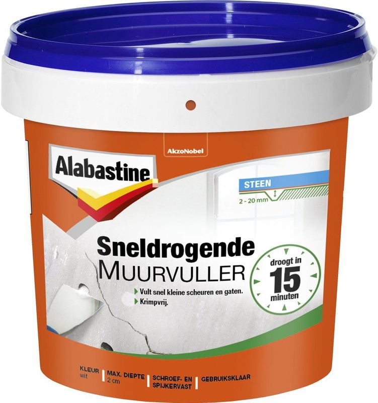 Alabastine - Sneldrogende Muurvuller - Wit - 1 Kilo - Vulmiddelen