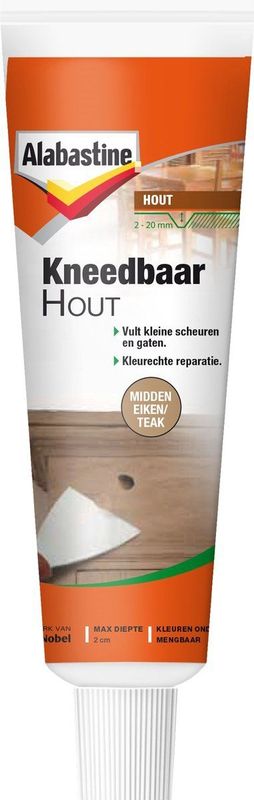 Alabastine - Kneedbaar Hout - Midden Eiken - Houtreparatie Vulmiddelen - 75 Gram