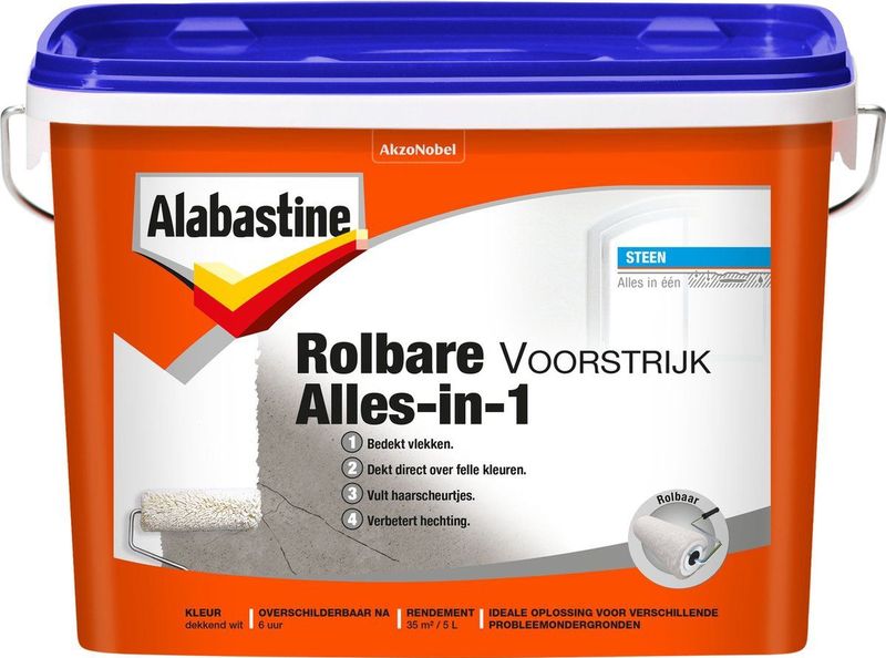 Alabastine - Rolbare Voorstrijk - Wit - Lak - 4 in 1