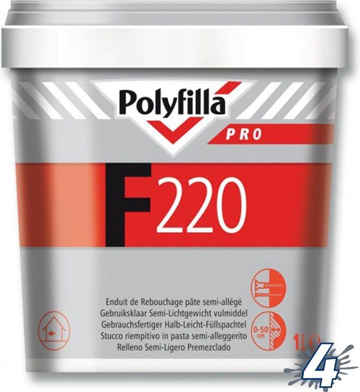 Polyfilla - Pro F220 - Lichtgewicht Vulmiddel - 1 Liter - Extra Sterk