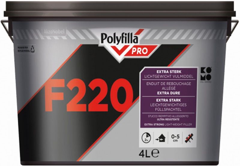 Polyfilla - F220 - Vulmiddel - Lichtgewicht - 4 Ltr