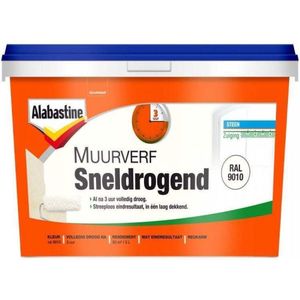 Alabastine Muurverf Sneldrogend - RAL 9010 - 5 Liter