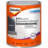 Alabastine Muurverf 2in1 Badkamer en Keuken Schimmelbestendig Antraciet - 1 Liter