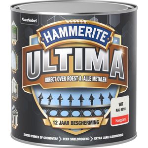 Hammerite Ultima Hoogglans Wit RAL 9016Grond- en aflak in één 250 ML
