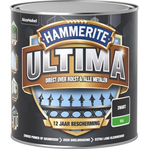 Hammerite Metaallak Ultima Mat Zwart 250ml | Metaalverf