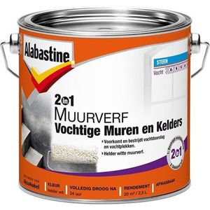 Alabastine 2 in 1 Vochtige Muren en Kelders Muurverf - Helder wit - 2,5 liter