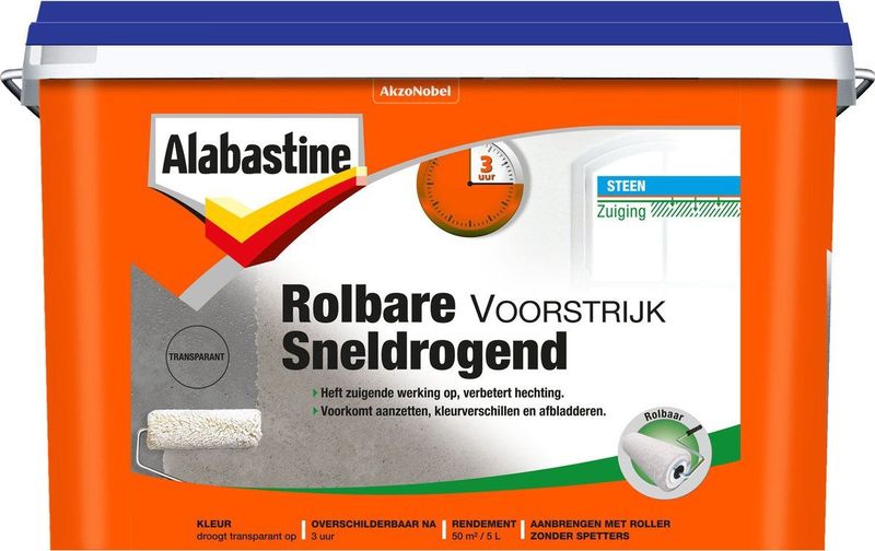 Alabastine Rolbare Voorstrijk Sneldrogend - Transparant - 5 liter