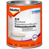 Alabastine - 2 In 1 Badkamer en Keuken Muurverf - Wit - 1 liter
