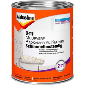 Alabastine 2 In 1 Badkamer en Keuken Muurverf - Wit - 1 Liter