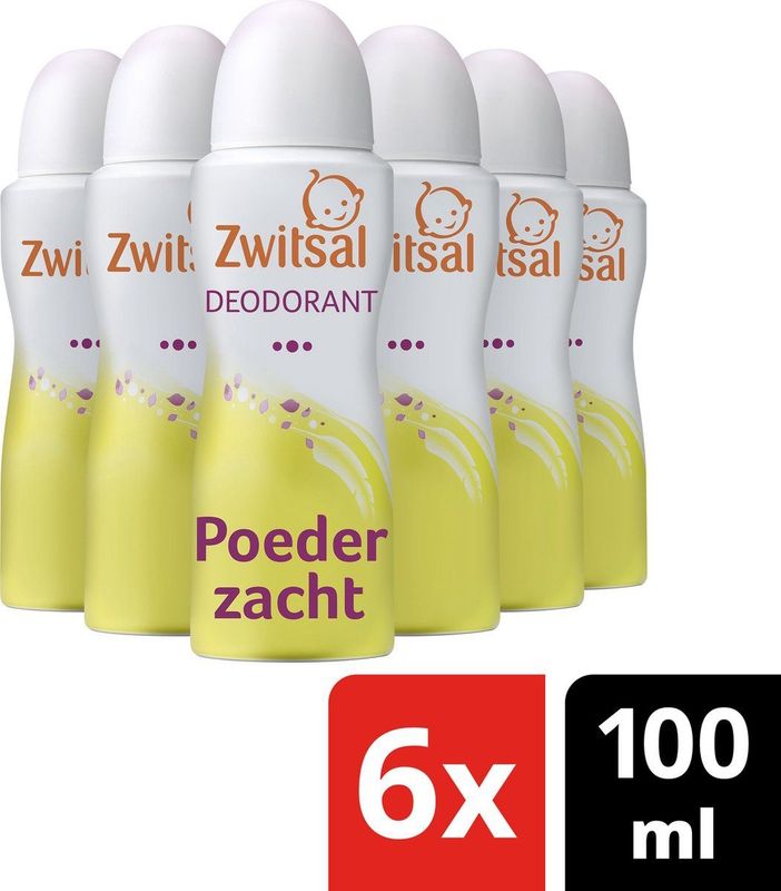 Zwitsal Poederzacht Deodorant Spray - 6 x 100ml - Voordeelverpakking
