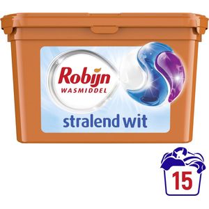 Robijn Wascapsules - 3-in-1 - Stralend Wit - 15 Stuks