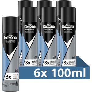 Rexona Men Clean Scent - Deodorant Spray - 6x100 ml - Voordeelverpakking