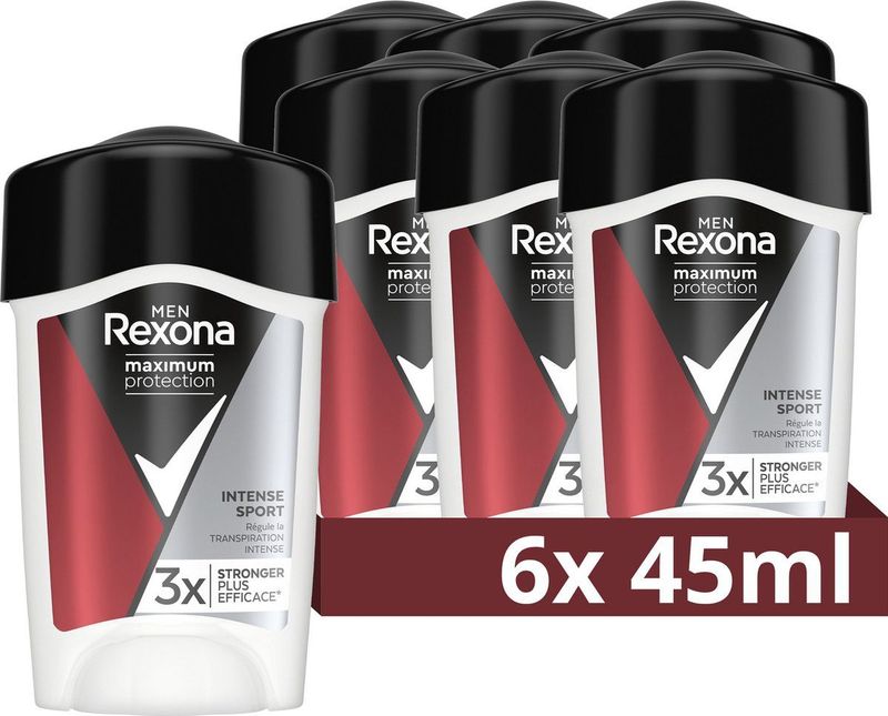 Rexona - Maximum Protection - Anti-Transpirant Crème Stick - Intense Sport - 6 x 45 ml