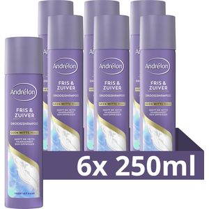 Andrélon Droogshampoo - Fris & Zuiver - verrijkt met tapiocazetmeel - 6 x 250 ml