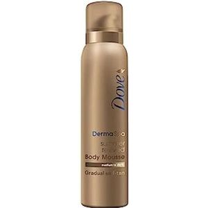 Dove DermaSpa Summer Revived Skin Gradual Faux Tan Body Foam streepvrij voor gemiddelde tot donkere huid, voor mannen en vrouwen, 48 uur, hydraterende verzorging voor vakantie, essentials 150 ml