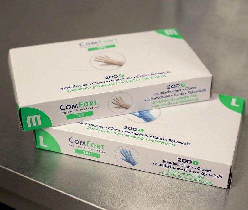 Handschoen TPE en poedervrij BLAUW 200 stuks! Small