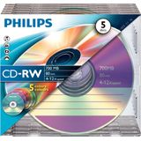 Philips CW7D2CC05/00 5 CD-RW box, ultradun, 4/12 x 80 min, 700 MB