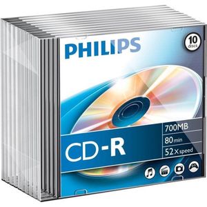 Philips CR7D5NS10 - CD-R 80Min - 700MB - Speed 52x - Slimcase - 10 stuks