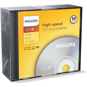 Philips CR7D5NS10 - CD-R - 80Min - 700MB - Speed 52x - Slimcase - 10 stuks