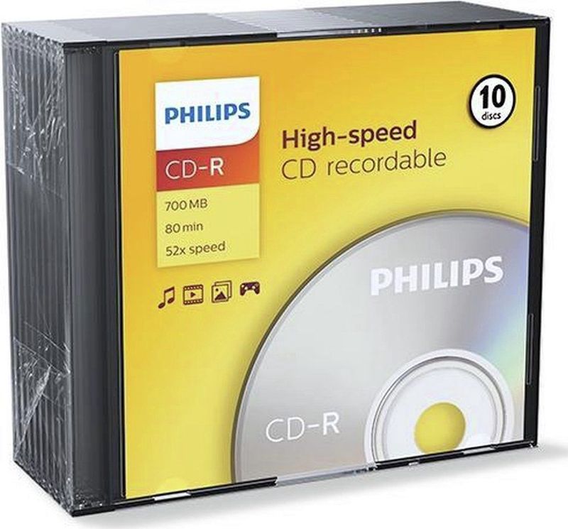 Philips CR7D5NS10 - CD-R - 80Min - 700MB - Speed 52x - Slimcase - 10 stuks