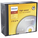 Philips - CD-R 80Min 700MB 52x - Geel - Slim Case - 10 stuks