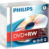 Philips - DVD+RW 4x - Verwisselbare Media - 5 Stuks - Jewel