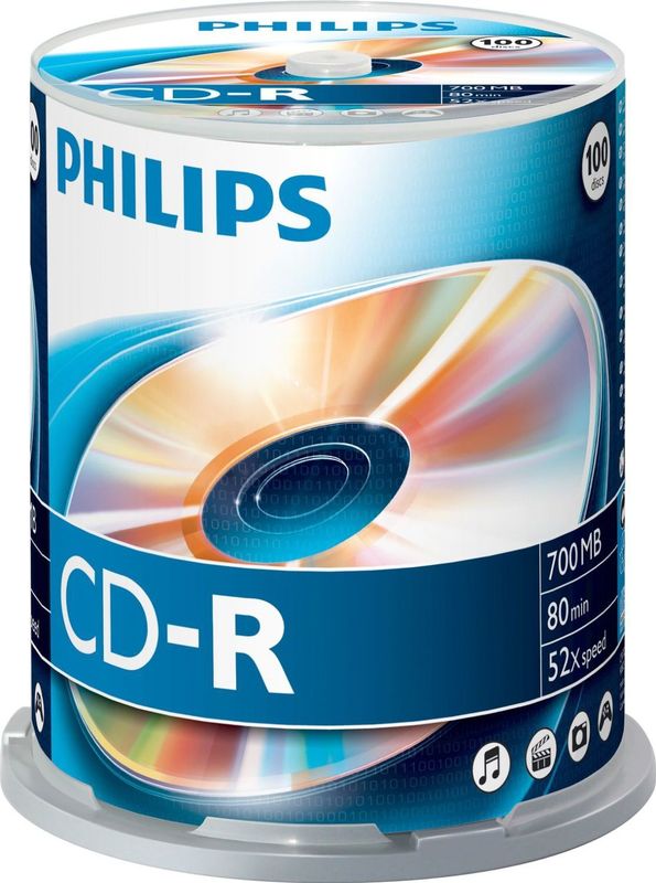 Philips CD-R 700MB - 80 Min - 52x - Spindle 100 stuks