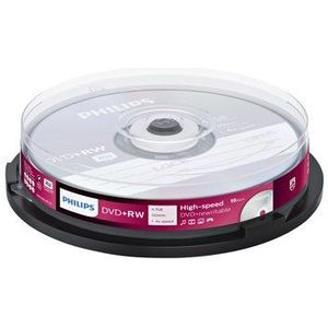 Philips DVD+RW 4,7 GB 4X Data/120 min, 10 stuks cake