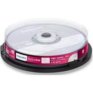Philips DVD+RW High-speed (4.7 GB / 120 minuten video, 1-4x snelheid, 10 stuks Spindel, herschrijfbaar / overschrijfbaar)