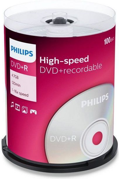 Philips DVD+R - 4,7GB - 16x - Spindle - 100 stuks